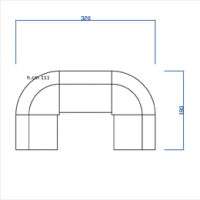 Banco reception con struttura metallica.